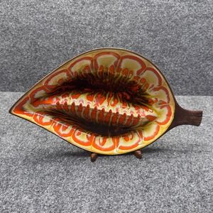 Treasure Craft Leaf Ashtray Large 16.5 Orange Brown Vintage MCM 1963 Retro Decor